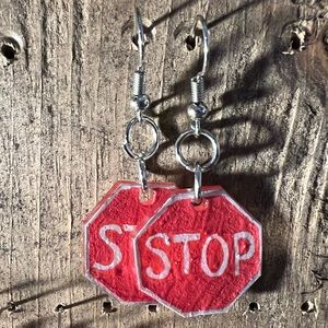 Stop Sign Drop Earrings